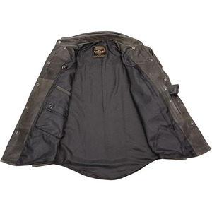 Men's Distressed Grey Casual Biker Rider Leather Shirt w/Vintage 5 Cent Buffalo <b>Buttons</b> - Product Image 2