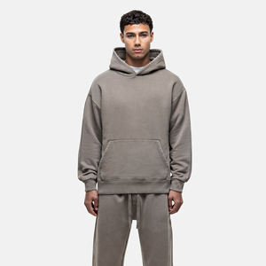 Ensemble de survêtement à capuche pour homme, manches longues, couleur unie, décontracté, 100 % coton, coupe ample, poids moyen, pour l'automne - Product Image 4