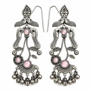 Trade Assurance Vintage Tibetan Oxidized <b>Silver</b> Chandelier Earring with Crystal Rhinestones Flower Pattern Women's Party Jewelry - Product Image 1
