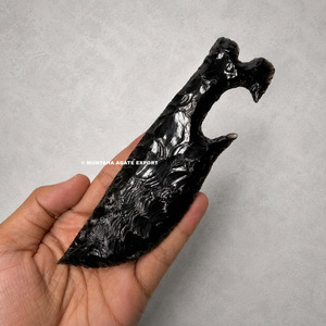 Sculpture de couteau en obsidienne noire, faite à la main, forme libre, objet de collection, qualité supérieure, figurine en pierre précieuse de 6 pouces - Product Image 6