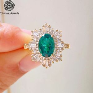 Charm_Jewells Women's 18K <b>Gold</b> Plated Silver Cushion Cut Moissanite <b>Cocktail</b> <b>Ring</b> Flower Prong Setting IGI Certified Luxury <b>Ring</b> - Product Image 1