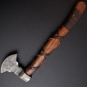 Hacha Vikinga de Damasco Hecha a Mano con Mango de Madera, Forjada a Mano, 24 Pulgadas, para Camping, Bushcraft y Supervivencia - Product Image 3