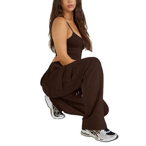 Pantalones cargo de lona para mujer, al por mayor, personalizados, de cintura alta elástica, transpirables, de secado rápido, para invierno, estilo urbano, informales - Product Image 3