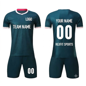 Maillot de football pour homme REXFIT SPORTS, manches courtes, col en V, séchage rapide, nom et numéro personnalisés, vêtements d'équipe, taille adulte, maillot de sport - Product Image 3