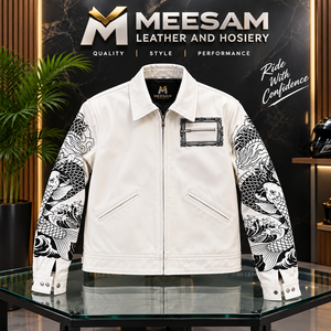 Blouson de moto en cuir vert respirant perforé pour la course avec protection épaule-coude en cuir de kangourou - Product Image 2