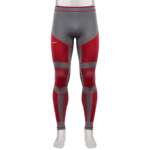 Amkoor <b>Men's</b> <b>Compression</b> Leggings Full Length Red Gray Quick Dry Spandex/Nylon Drawstring Elastic Waist Sport <b>Tights</b> - Product Image 1