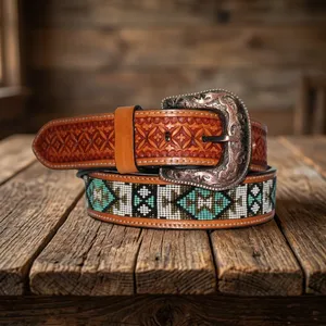 Cinturón de Cuero Rústico Vintage Estilo Western, Cinturón Casual de Fábrica de Divine International - Product Image 5