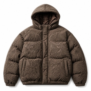 Hooded Puffer <b>Jacket</b> With Sequin Star Print Winter Warm <b>Thick</b> Coat Unisex Casual Zipper Front Short Length - Product Image 6