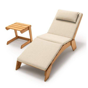 Sun lounger for relaxing made of teak wood with soft and durable foam, suitable for the beach, equipped with a <b>small</b> <b>table</b> - Product Image 1