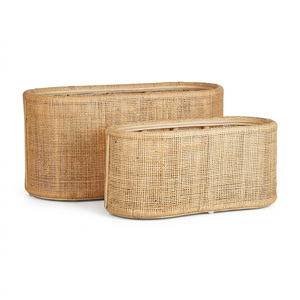 Oval shaped rattan planter best quality floor planters plant <b>flower</b> <b>display</b> pot garden decoration - Product Image 1