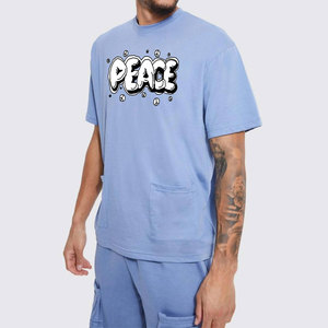 Conjunto de 2 piezas de algodón de color sólido más vendido por OEM para hombre, conjunto de pantalones cortos y camiseta con colores y tallas de impresión personalizados - Product Image 1