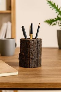 Luxury Handmade Wooden Pen Holder for Executive <b>Desk</b> <b>Rustic</b> Oak Wooden Pen Stand for <b>Office</b> Workspace Modern Wooden <b>Desk</b> Caddy f - Product Image 6