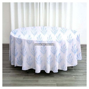 Meilleur prix Nappe de table pour décoration de mariage, imprimée à la main, très absorbante, 100% coton, 20 fils, nappe ronde de 220 cm - Product Image 1