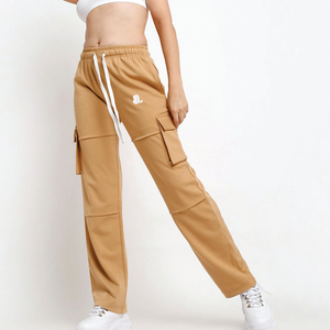 Women's Fleece Cargo <b>Pants</b> Mid Waist Drawstring Solid Color Loose Fit Full Length Casual Streetwear With Pockets Autumn Wear - Product Image 2