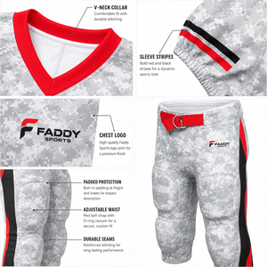 Ensemble d'uniformes de football américain sublimés sur mesure, maillot d'équipe camouflage numérique et pantalon rembourré, vêtements de sport respirants pour jeunes et adultes - Product Image 4