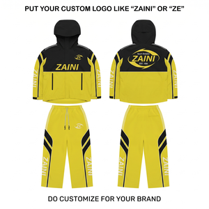 ZAINI Premium 300 Grams Polyester Windbreaker Suit Men Winter Casual Black Yellow Panel Design Custom Heat-Transfer Printing - Product Image 1