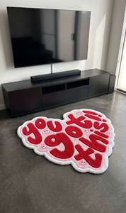 Tapis moderne en laine tuftée à la main en forme de cœur, antidérapant, rouge et rose, pour la décoration du salon et de la chambre à coucher - Product Image 2