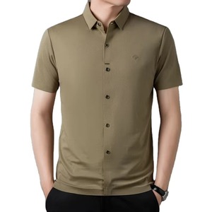 Camisa de Vestir Oxford Casual para Hombre, Manga Corta, Cuello Mao, Antiarrugas, Verano, Suministro ODM - Product Image 5