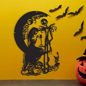 Decoración de pared artística de metal negro con temática de Halloween, elegante y colgante, ideal para puertas, paredes y decoración festiva y espeluznante del hogar. - Product Image 2