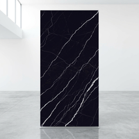Dalles de pierre frittée noires sans silice, brillantes, résistantes aux acides, 12 mm, 1600x3200 mm, Marquina Nero pour surfaces de luxe extérieures