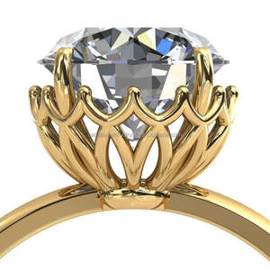 Calista Fine Jewelry's Majestic Classic Gold K10 Anillo de compromiso Moissanite Center Stone Rodio de alta calidad para bodas - Product Image 6