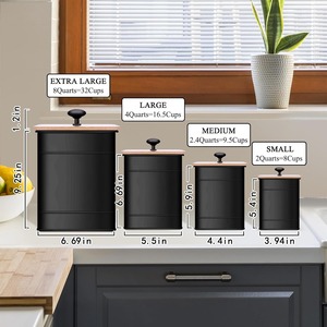 Black Metal Kitchen Canister Set With Wooden Lid Airtight Storage Container For Coffee Tea Sugar Stylish Home Organizer - Product Image 5