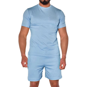 Ensemble de vêtements d'été légers de haute qualité pour hommes, ensemble 2 pièces, short et t-shirt, avec logo personnalisé imprimé, ensembles d'été pour hommes - Product Image 1