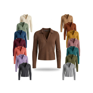 Camiseta Polo de Manga Larga con Cuello en V y Diseño de Logotipo Personalizado para Hombre, Tallas Grandes, Estilo Casual, Elegante y Moderno para la Playa - Product Image 1