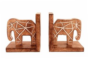 Sujetalibros de Madera Hechos a Mano con Forma de Elefante, Decorativos, de Madera Maciza, para el Hogar, Oficina, Biblioteca, Decoración de Estanterías - Product Image 2