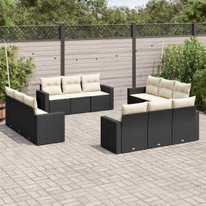 Conjunto de Sofás Grandes para Jardín en Ratán PE Negro con Acero con Recubrimiento en Polvo, Muebles Elegantes para Exteriores - Product Image 1