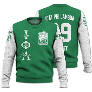 Veste universitaire personnalisée Iota Phi Lambda en vert émeraude, pull tricoté de la sororité Iota Phi Lambda - Product Image 3