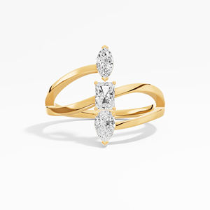 Bague pour femme en moissanite scintillante taille marquise sculpturale 0,44 carats, sertie à griffes classiques, plaquée rhodium, en or 10K 14K 18K, alliance éternité - Product Image 1