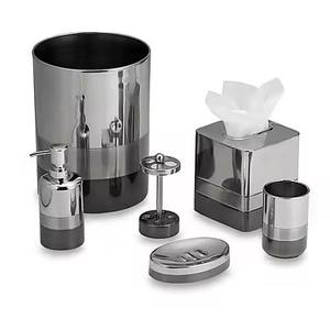 Juego de baño moderno de metal premium con dispensador de jabón, soporte para cepillos de dientes y bandeja para jabón - Product Image 1