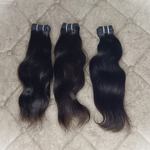 Extensions de cheveux naturels indiens Remy vierges GK, ondulés, double trame, simple trame, trame double machine, style noir - Product Image 1