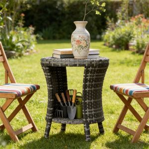 Table basse d'extérieur grise pour terrasse et jardin, uniquement pour le rangement - Product Image 1
