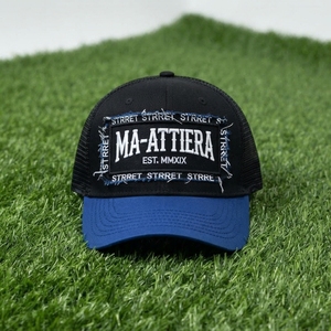 Gorra Trucker Negra y Azul para Hombre, con Parche Bordado Personalizado, Malla Trasera, Ajustable, Estilo Urbano - Product Image 6