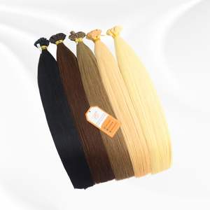 Extensions de cheveux à pointe plate alignées sur les cuticules Remy à double tirage à la kératine russe diverses couleurs soyeuses douces cheveux humains bruts vietnamiens - Product Image 2
