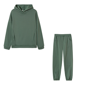 Ensemble de survêtement unisexe à capuche de couleur unie, en coton, coupe décontractée, respirant, pour l'automne - Product Image 4