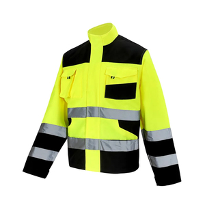 Custom Logo Hi Vis Reflective Safety Clothing Low MOQ Heavy Duty Multiple Pocket Fluorescent Yellow <b>Worker</b> Field <b>Jacket</b> Uniform - Product Image 1