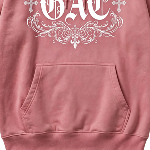Oversized Graphic Pullover <b>Hoodie</b> With <b>Gothic</b> Print Streetwear Sweatshirt Custom Printed Long Sleeve Hooded Top - Product Image 4