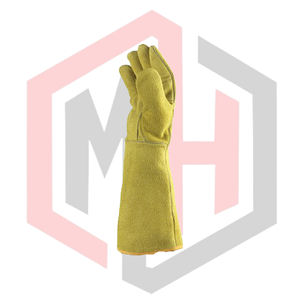 ถุงมือดับเพลิงหนังเสริมแรง ถุงมือเชื่อม TIG สำหรับงานอุตสาหกรรม ถุงมือดับเพลิงเพื่อความปลอดภัย ข้อมือถักป้องกันการบาด - Product Image 3