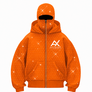 Sudadera con capucha y cremallera de diamantes de imitación personalizada, estilo pasamontañas, extragrande, con máscara facial completa, chaqueta de streetwear de peso pesado - Product Image 3