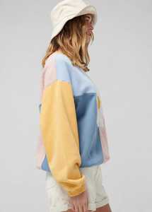 <b>Women's</b> Color Block Crewneck Sweatshirt Long Sleeve Floral Applique Pullover - Product Image 3