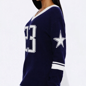 Robe de football américain vintage rétro pour femme, style streetwear, manches longues, coupe ample, tissu uni, numéro personnalisé - Product Image 5