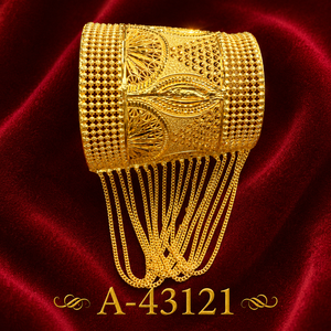 Bracelet manchette plaqué or 24 carats pour femme A-43117, motif floral ajouré, bijou de mariage classique - Product Image 5