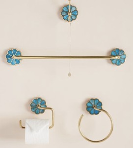 Solid Brass Bathroom Accessory Set with Glass Shelf <b>Towel</b> Bar <b>Towel</b> Ring Robe <b>Hook</b> Toilet Paper Holder Premium Hardware - Product Image 2