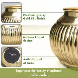 Maceta de Metal Dorada Estilo Matki, Moderna, para Decoración del Hogar, Mini Maceta para Regalo - Product Image 2
