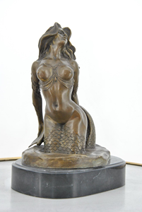 Statue de sirène en métal antique, figurine décorative, sculpture pour la décoration de la maison, objet de collection, cadeau et décoration intérieure de luxe - Product Image 5