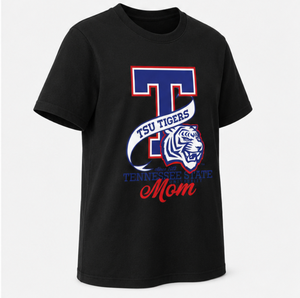 T-shirt décontracté pour homme en coton jersey noir à manches courtes, col rond, imprimé sur le devant, pour l'Université d'État TSU, pour maman - Product Image 3