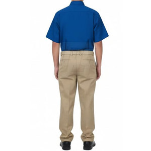 Boys Primary School Uniform Khaki <b>Pants</b> With Blue Shirt And Red Tie Cotton Oxford Fabric School Wear - Product Image 5